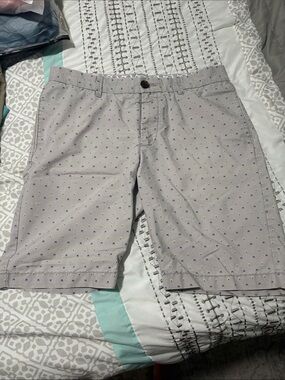 Original Penguin Light Gray Micro-Print Flat Front Shorts